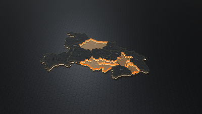 湖北省3D地图-黑金版三维地图